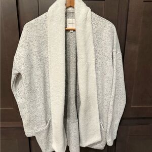 Thread & Supply Heather Gray Sherpa-Trim Open Cardigan